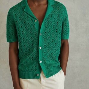 Reiss Green Men's Cardigan Sweater